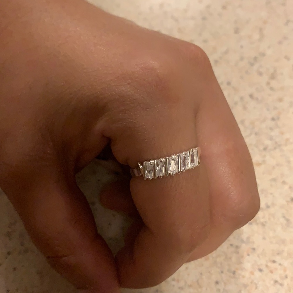 Silver ley mex 925 ring women’s band white stones